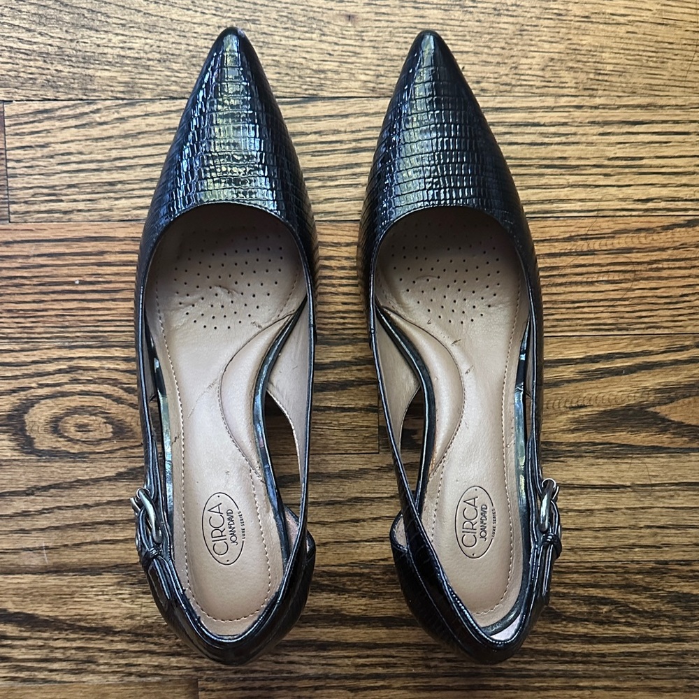 Circa Joan & David Black Croc-Embossed Slingback Heels – Size 8.5 Never Worn